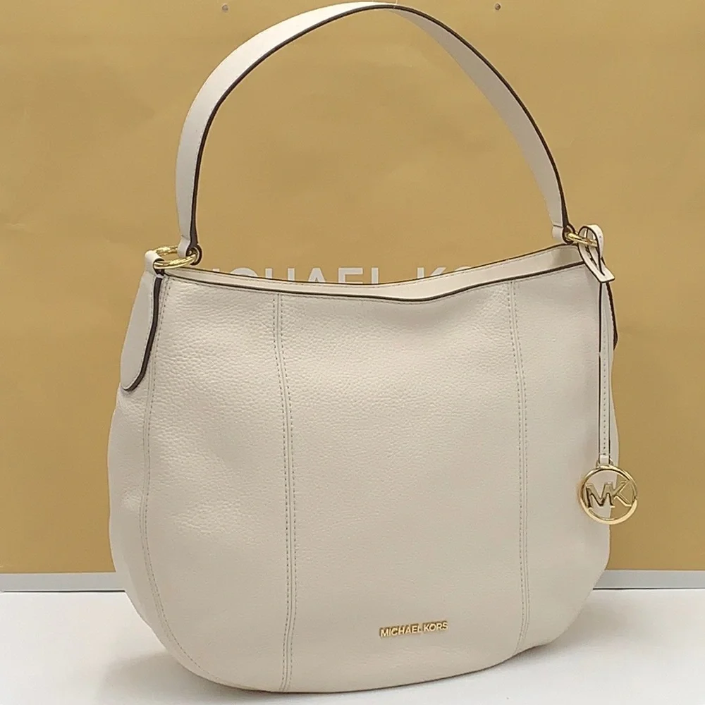 MICHAEL KORS BROOKE LG HOBO SHOULDER BAG LEATHER LT CREAM